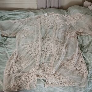 Sheer Lace Kimono Cardigan